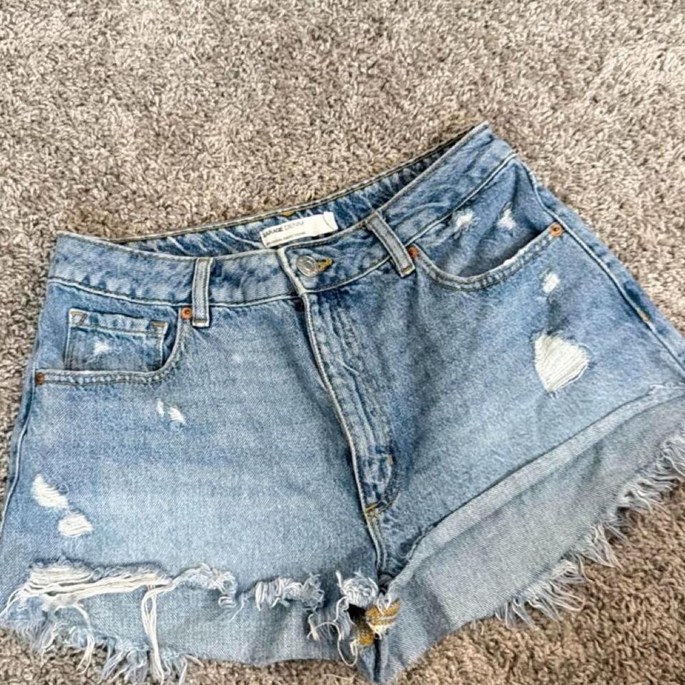 Garage Denim Cheeky Festival Blue Distressed Denim Shorts